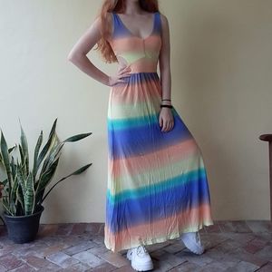Multicolored Maxi Dress Cutout Back
